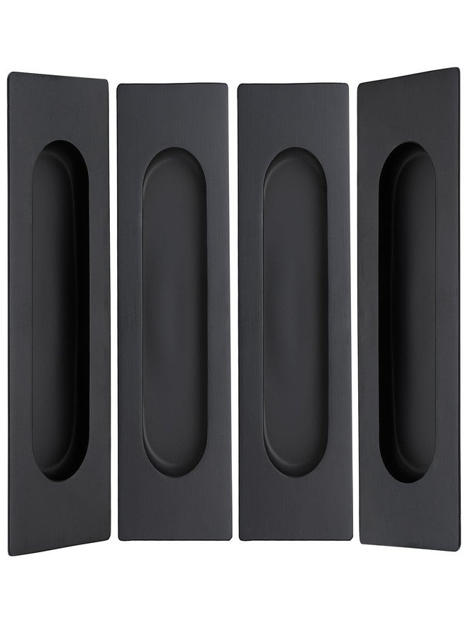Malimali 4.72 Inch Recessed Finger Flush Pulls for Kitchen Cabinet, Closet, Sliding Cupboard Door Handle - Matte Black Stainless Steel Rectangular Door Pulls Hardware (4 Pack) - Image 1